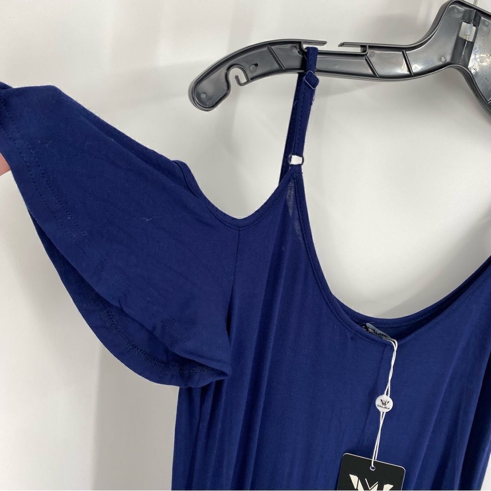White Mark Women’s Scoop Neck Cut Out Cold Shoulder Blue Maxi Dress size M - Picture 4 of 6